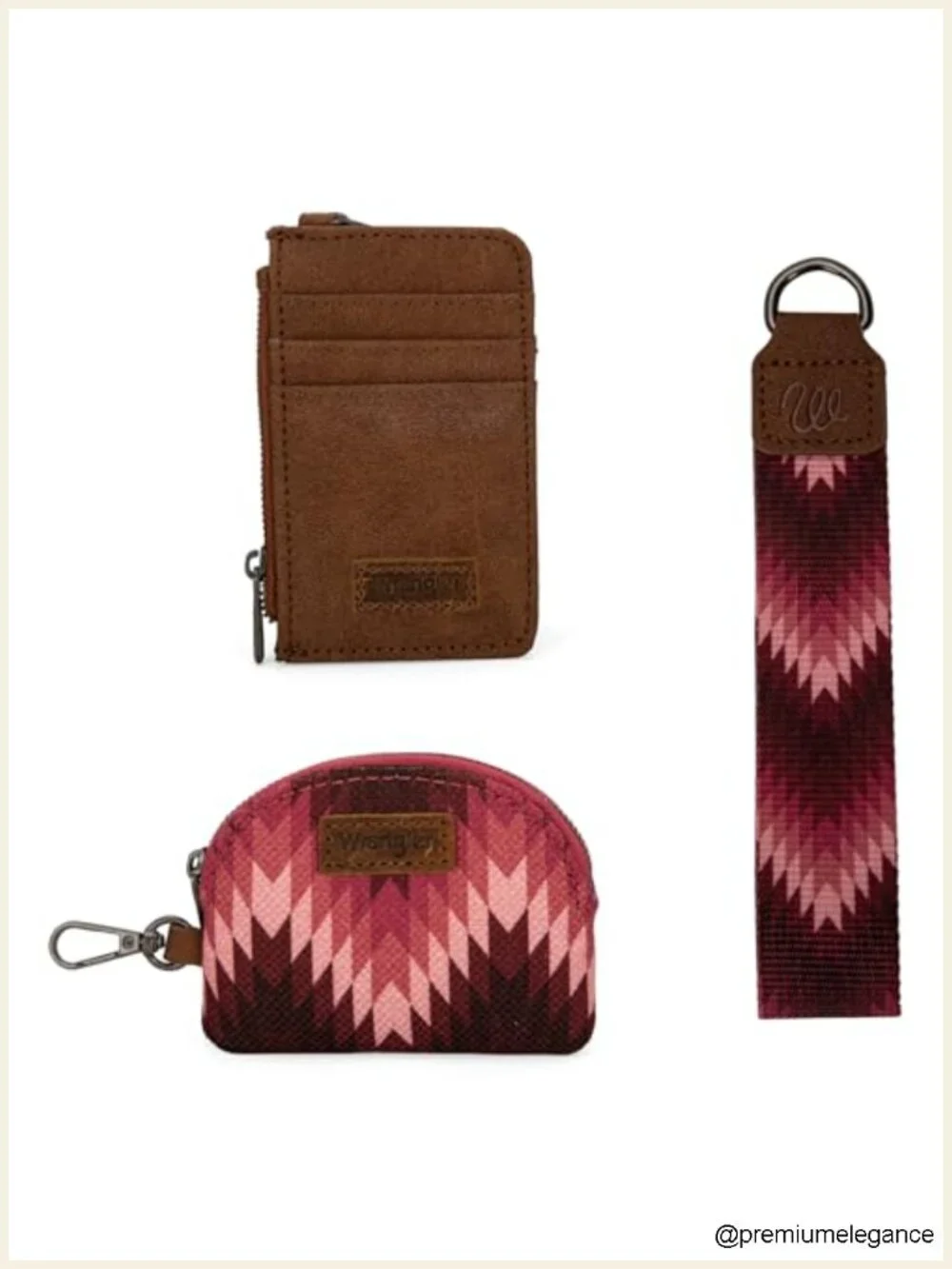 Western Aztec Keychain Wristlet Wallet Dual Pouch Credit Card Holder with Zipper